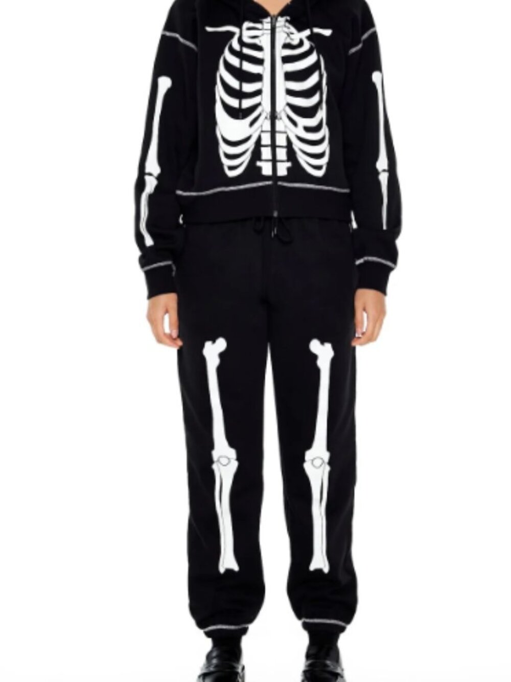 Forever 21 Women's Skeleton Glow In The Dark Black Sweatshirt Hoodie Size Small